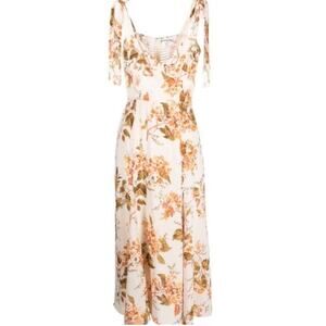 Reformation Floral Sleeveless Bow Tie Smocked Slit Nadira Bella Midi Dress 8